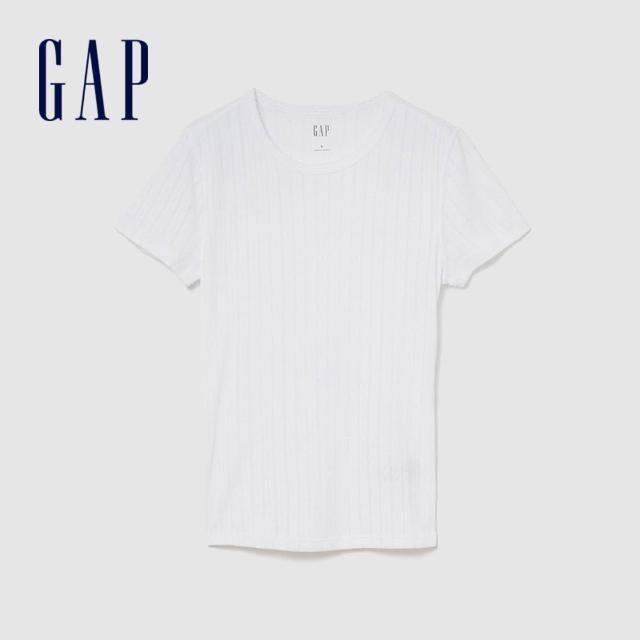【GAP】男女裝 弧形Gap Logo純棉印花/ 鏤空圓領短袖T恤-多款任選(570044&886589)