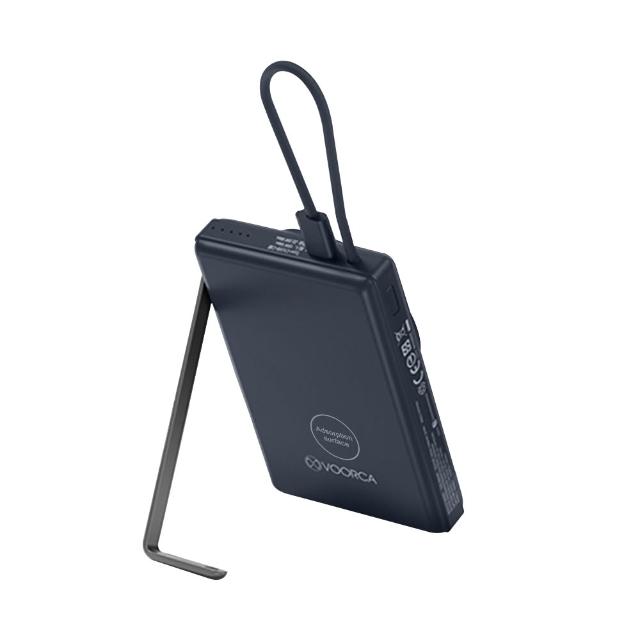 VOORCA 超薄款 10000mah 3合1無線充行動電源 雙面磁吸功能+隱形立架+自帶USB-C線/3C認證