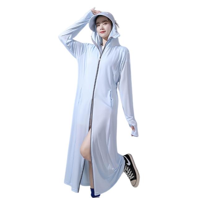 【Sumfun】長款連帽防曬外套 防紫外線 抗UV 運動涼感防曬服 防曬衫 防曬衣 收腰冰絲防曬裙 騎車外套