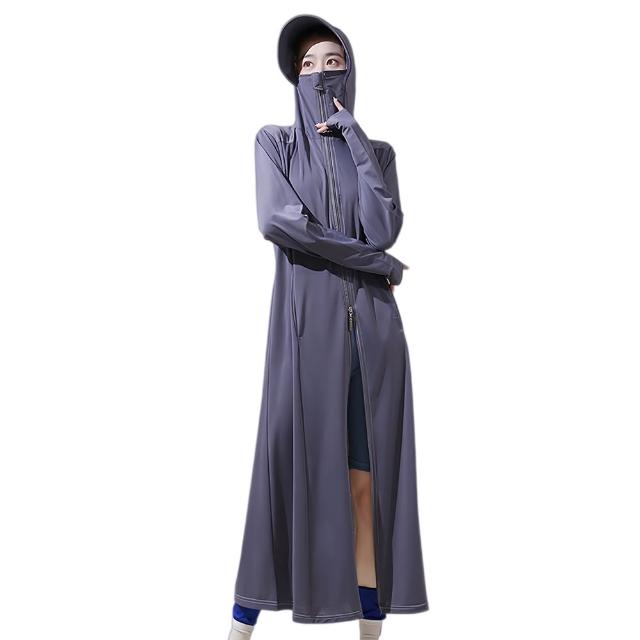 【Sumfun】長款連帽防曬外套 防紫外線 抗UV 運動涼感防曬服 防曬衫 防曬衣 收腰冰絲防曬裙 騎車外套