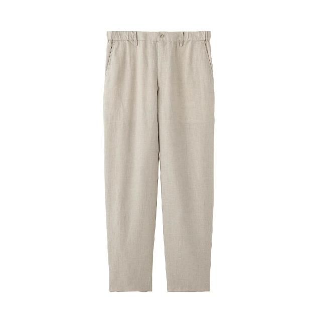 【MUJI 無印良品】男亞麻水洗錐形褲(黑色/原色/深藍)
