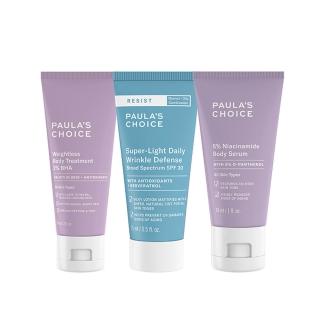 【Paulas Choice 寶拉珍選】2%水楊酸身體乳60ml+抗老化清新潤色防曬乳SPF30 15ml+5%B3勻亮身體精華乳30ml