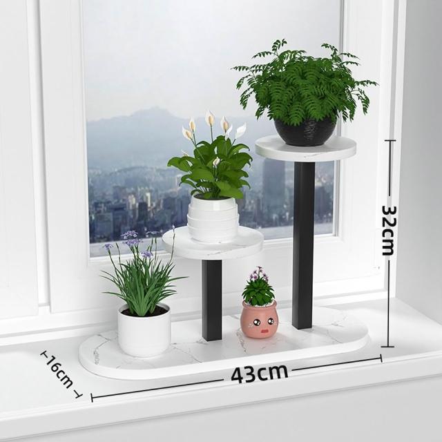 【Quality 聚家】窗臺花架 桌上花架 盆栽架 飄窗多肉架 陽臺花架 置物架三層(鋼木結構/加厚板材/平滑封邊）