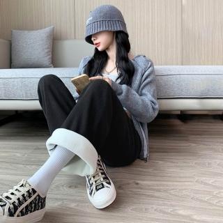 【Uicy】韓版內刷毛加厚運動寬鬆高腰寬褲 寬褲 褲子 女裝 P302