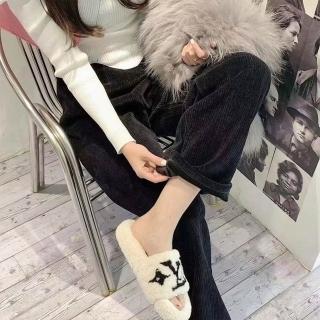 【Uicy】韓版內刷毛加厚運動高腰寬鬆直筒褲 寬褲 褲子 女裝 P302