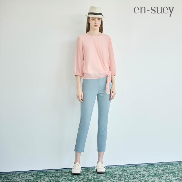 【en-suey 銀穗】網路限定 涼感紗高彈性修身顯瘦鬆緊腰休閒褲-共兩款