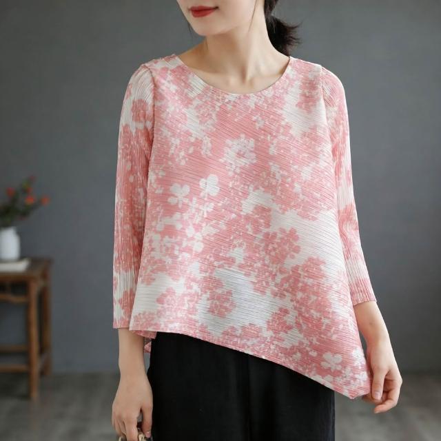 【巴黎精品】巴黎精品 現貨+預購 三宅風皺褶衣服褶皺上衣彈力女裝大尺碼(拚色設計寬鬆女T恤12色b2a3)
