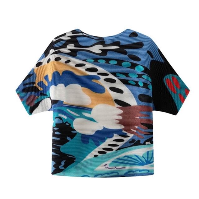 【巴黎精品】巴黎精品 現貨+預購 三宅風皺褶衣服褶皺上衣彈力女裝大尺碼(拚色設計寬鬆女T恤12色b2a3)