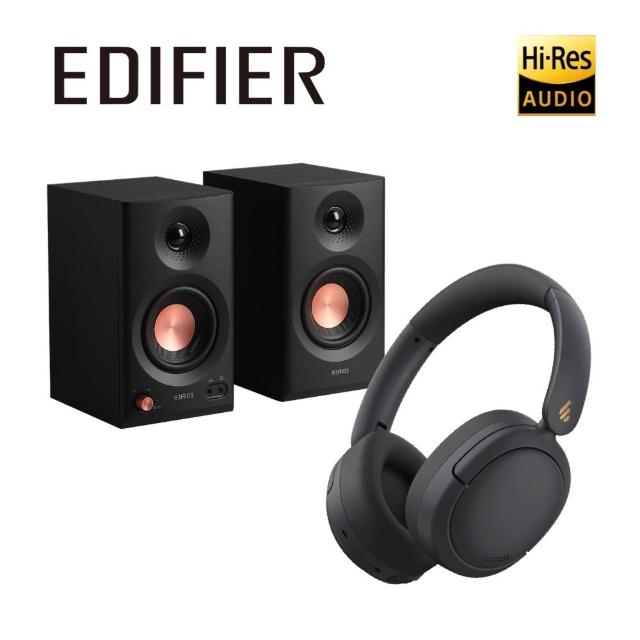 【EDIFIER】MR3 監聽喇叭（專屬APP｜聲學空間補償） + W800BT Pro 無線降噪耳罩耳機（45H長效續航）