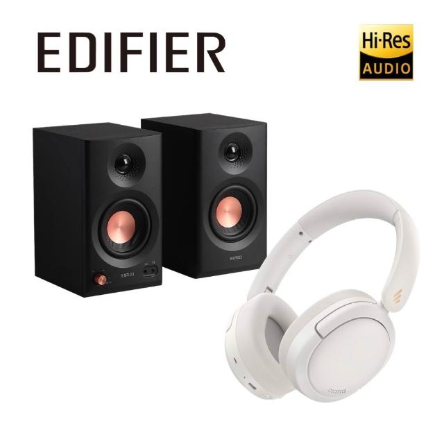 【EDIFIER】MR3 監聽喇叭（專屬APP｜聲學空間補償） + W800BT Pro 無線降噪耳罩耳機（45H長效續航）