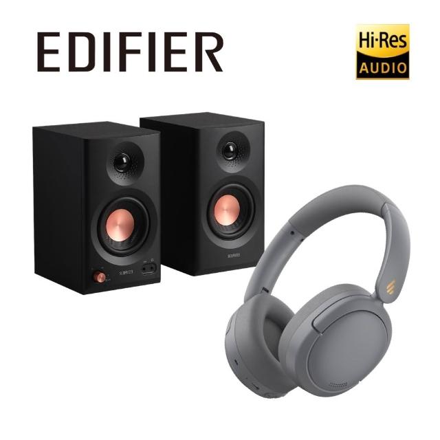 【EDIFIER】MR3 監聽喇叭（專屬APP｜聲學空間補償） + W800BT Pro 無線降噪耳罩耳機（45H長效續航）