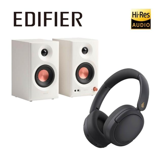【EDIFIER】MR3 監聽喇叭（專屬APP｜聲學空間補償） + W800BT Pro 無線降噪耳罩耳機（45H長效續航）