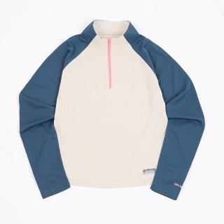 【ADISI】女UPF50+防曬抑菌半門襟長袖排汗衣AL2611009 象牙白 S-2XL｜抗UV 吸濕排汗 防臭 彈性 排汗衣