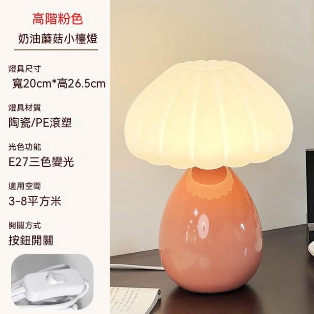 【XINGMU 興沐】陶瓷裝飾蘑菇氛圍燈(陶瓷檯燈/蘑菇燈/床頭氛圍燈)