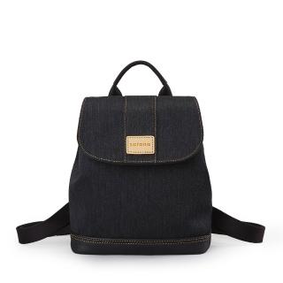 【satana】Denim 丹寧牛仔 磁釦式小後背包 可側背 輕量防潑水 台灣製 SDNN0370 - 丹寧黑
