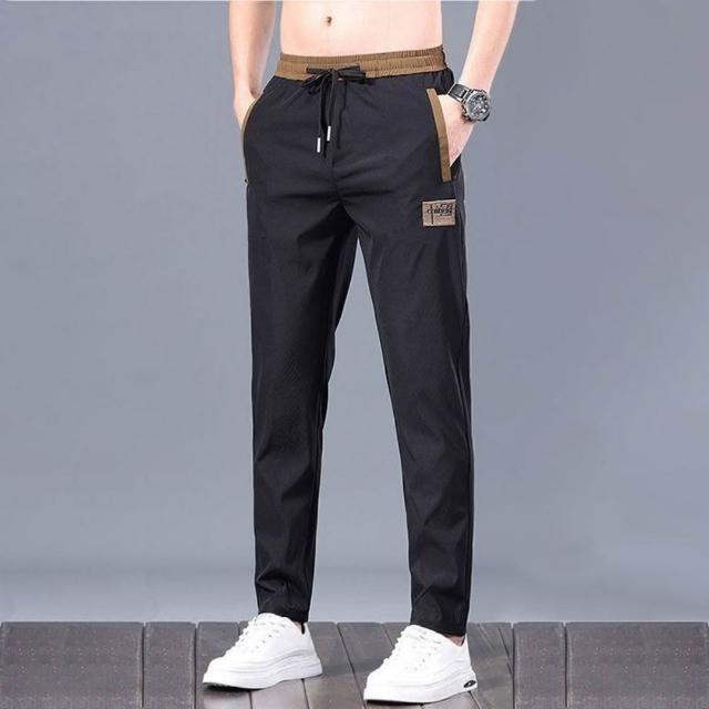 【巴黎精品】現貨限搶 冰絲長褲寬鬆闊腿褲彈力休閒西裝褲(夏季薄款運動速乾男褲子7款b1a33)