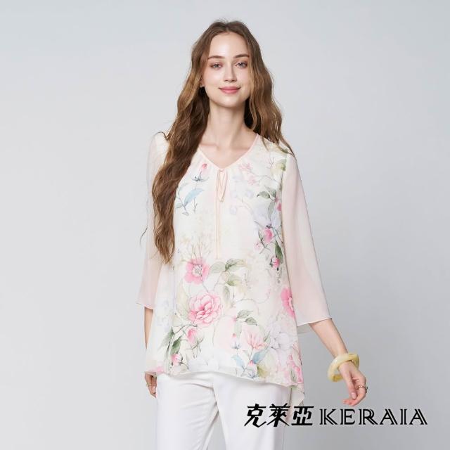 【KERAIA 克萊亞】花語翩然優雅印花雪紡/天絲麻上衣(多款)