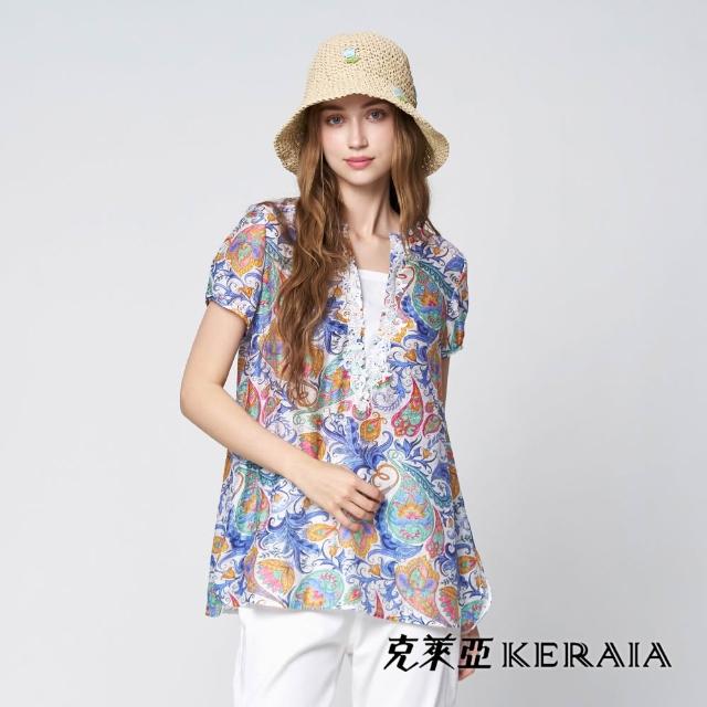 【KERAIA 克萊亞】花語翩然優雅印花雪紡/天絲麻上衣(多款)