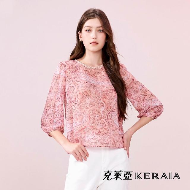 【KERAIA 克萊亞】花語翩然優雅印花雪紡/天絲麻上衣(多款)