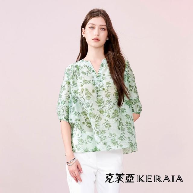 【KERAIA 克萊亞】花語翩然優雅印花雪紡/天絲麻上衣(多款)