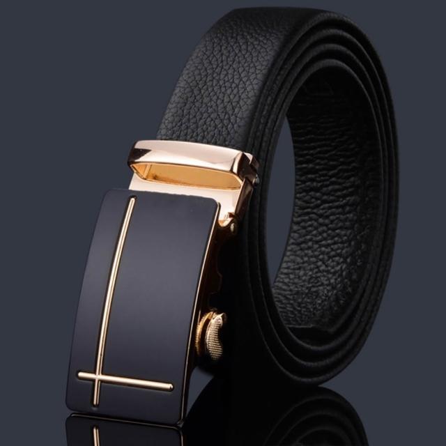 【米蘭精品】買一送一 現貨限搶 100%真皮皮帶男牛皮腰帶商務皮帶金屬皮帶男襯衫西裝褲(自動扣耐磨73qg19)