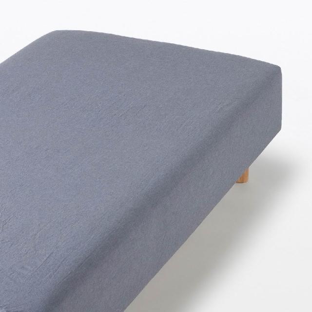 【MUJI 無印良品】柔舒水洗棉床包/Q(灰色/柔白/深藍/淺米)
