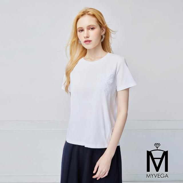 【MYVEGA 麥雪爾】MA涼感嫘縈/莫代爾棉刺繡繭型版上衣-多款任選(日系/女上衣/涼感/短袖)
