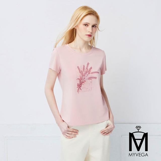 【MYVEGA 麥雪爾】MA涼感莫代爾棉標準修身版刺繡印花上衣-多款任選(日系/女上衣/涼感/短袖)