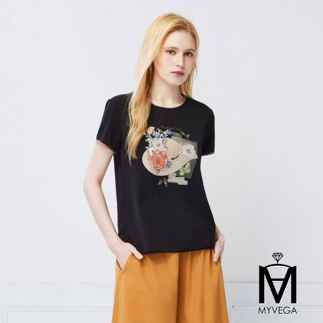 【MYVEGA 麥雪爾】MA涼感莫代爾棉標準修身版刺繡印花上衣-多款任選(日系/女上衣/涼感/短袖)