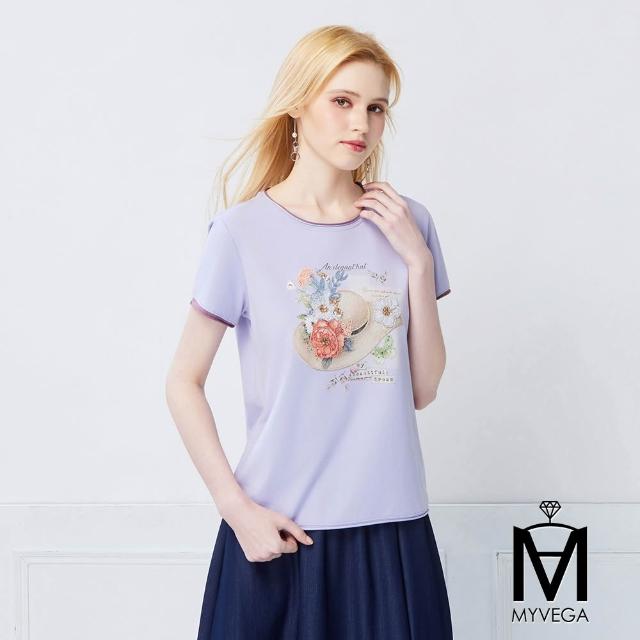【MYVEGA 麥雪爾】MA涼感莫代爾棉標準修身版刺繡印花上衣-多款任選(日系/女上衣/涼感/短袖)