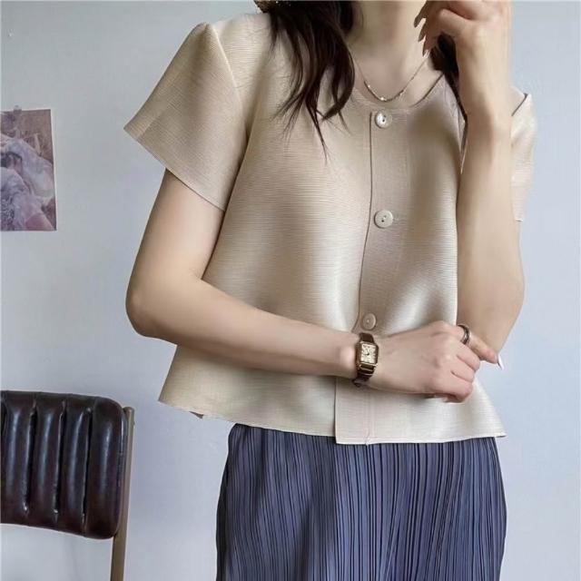 【巴黎精品】現貨限搶 三宅風皺褶衣服褶皺上衣摺衣彈力大尺碼(高領無袖寬鬆女T恤3款b1a36)