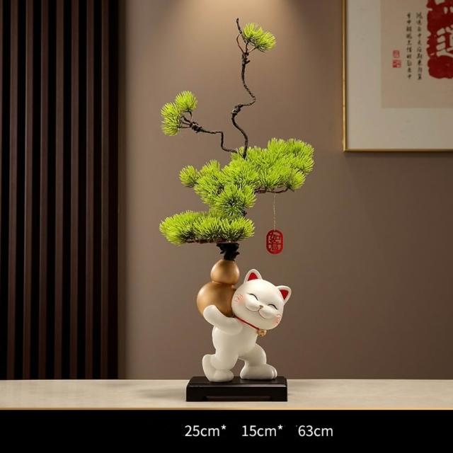 迦恩-擺件 招財貓葫蘆花瓶擺件 入戶玄關客廳插花裝飾 辦公室桌面擺件 送禮禮品