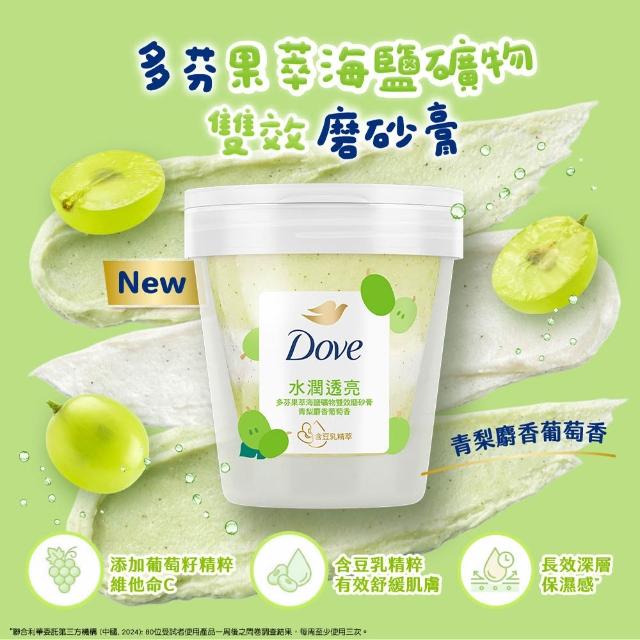 【Dove 多芬】果萃海鹽礦物雙效磨砂膏250g(青梨麝香葡萄香/草莓覆盆子香)