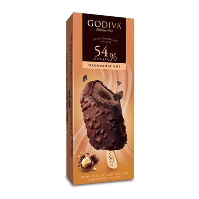 【GODIVA】54%黑巧克力夏威夷果仁/70%黑巧克力熟可可杏仁脆粒雪糕；任選24支(冰淇淋/冰棒/冰品/甜品/甜點)