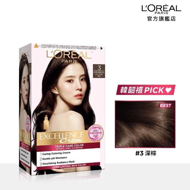 【L’OREAL Paris 巴黎萊雅】限時5折 優媚霜三重護髮染髮霜x4入組-韓韶禧PICK/沙龍級染護