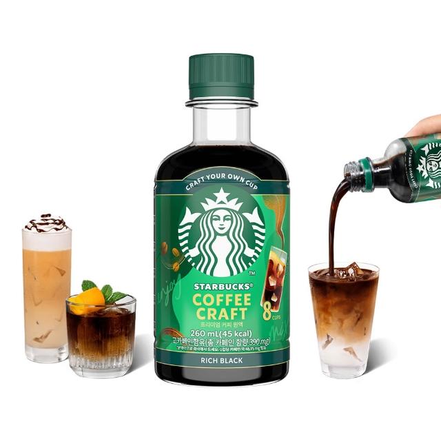 【STARBUCKS 星巴克】COFFEE CRAFT咖啡濃縮液260ML4瓶 (無糖/經典焦糖)