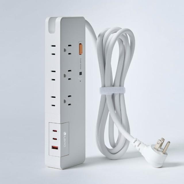 【LaPO】1開6插3USB 氮化鎵GaN 65W快充延長線