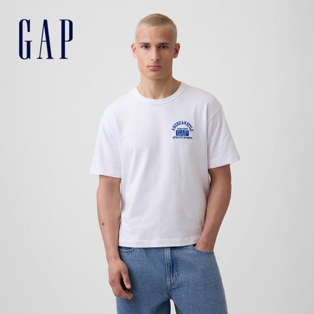 【GAP】男裝 重磅寬鬆 Gap Logo 短版短袖T恤-多款任選(895176&895178)