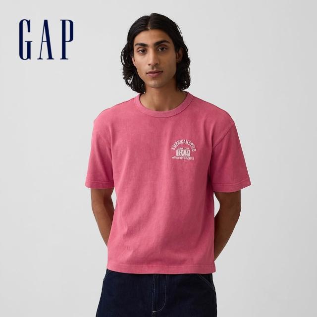 【GAP】男裝 重磅寬鬆 Gap Logo 短版短袖T恤-多款任選(895176&895178)