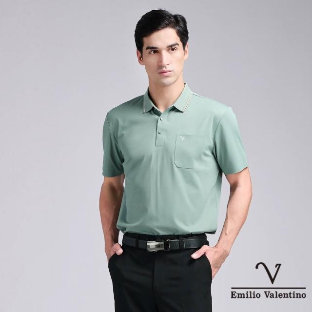 【Emilio Valentino 范倫鐵諾】男款 polo衫 男/短袖/商務休閒/素色/涼感/男/上衣/七夕/情人節/送禮(任選)
