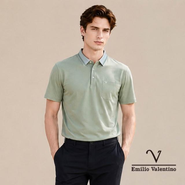 【Emilio Valentino 范倫鐵諾】男款polo衫 男上衣 商務休閒 口袋 男士 吸排涼感/舒適棉 短袖polo衫(多款)