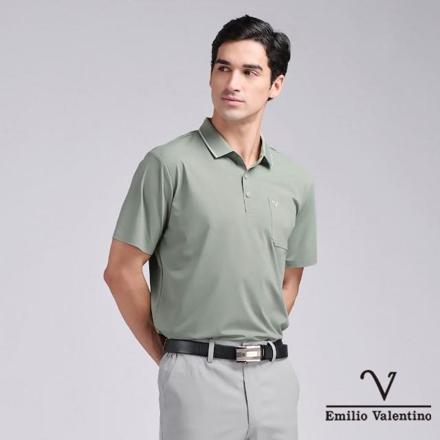 【Emilio Valentino 范倫鐵諾】男款 polo衫 男/短袖/商務休閒/素色/涼感/男/上衣/七夕/情人節/送禮(任選)