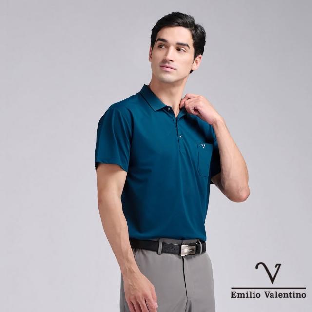 【Emilio Valentino 范倫鐵諾】男款 polo衫 男/短袖/商務休閒/素色/涼感/男/上衣/七夕/情人節/送禮(任選)