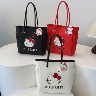 【HELLO KITTY】雙11 時尚簡約造型大容量手提袋單肩手提包托特包-三色可選