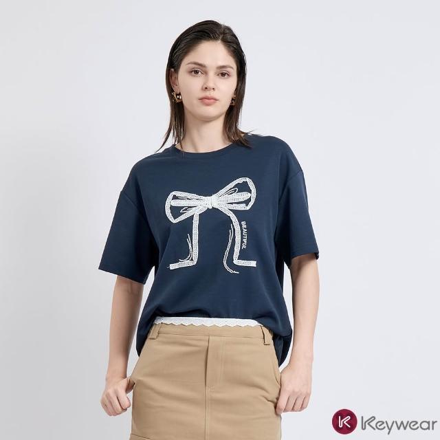 【KeyWear 奇威名品】網路獨家印花/刺繡/蕾絲/短袖上衣T恤(精選多款)