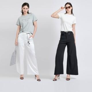 【KeyWear 奇威名品】網路獨家光澤感時尚寬褲/剪裁設計西裝寬褲(精選兩款)