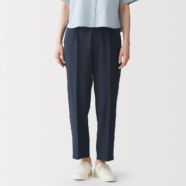【MUJI 無印良品】女透氣彈性泡泡紗舒適錐形褲(深灰/黑色/淺綠/深藍)