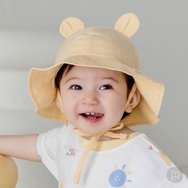 【Happy Prince】韓國製 Babyboo立體耳朵純棉嬰兒童遮陽帽(寶寶防曬漁夫帽繫帶防掉)