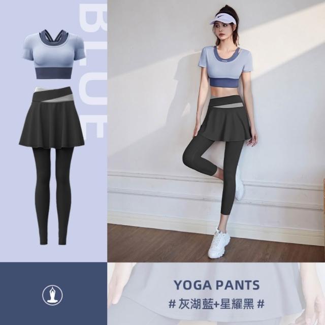 【巴黎精品】現貨限搶 瑜珈服套裝短袖運動服運動上衣休閒女裝瑜伽服-彈力透氣瑜珈褲修身長褲多色b1a54 A