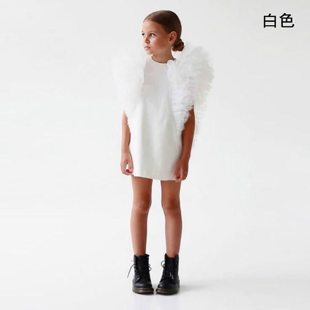 【橘魔法】飛飛袖紗裙洋裝 女童 兒童 童裝 白色 禮服 花童 婚禮 喜宴 畢業典禮 連身洋裝 連身裙 蓬蓬裙